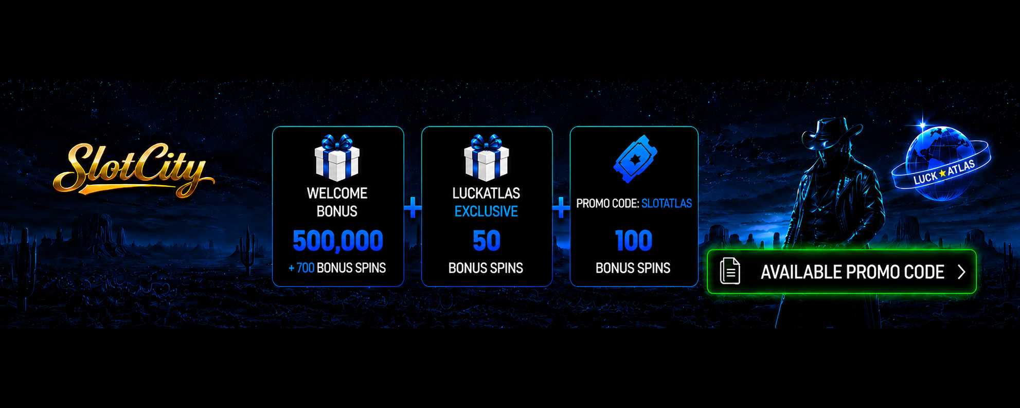 SlotCity — бонусы и промокод SLOTATLAS от LuckAtlas